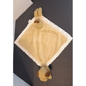 My banky  Puppy Dog Security Blanket Lovey Tan Plush Satin Trim 14x14